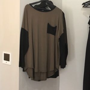 Plus Olive & Black Pocket Blouse